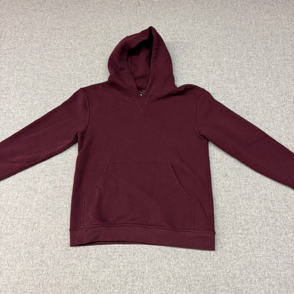 Kirkland Signature Hoodie Small Burgundy Fleece Lined Kangaroo Pocket Pullover
